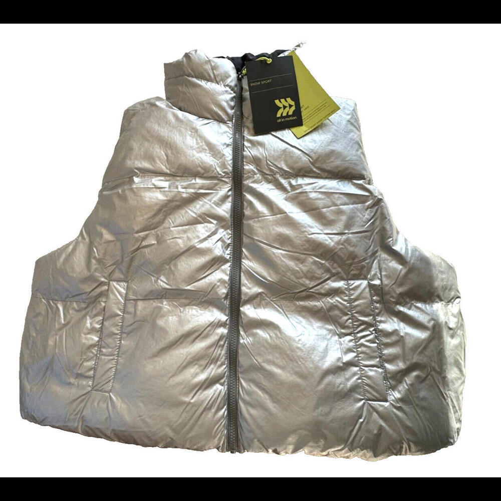 Vest ALL IN MOTION Short Puffer Reversible Blk/Silver Size XXL *NWT* MSRP $40.00